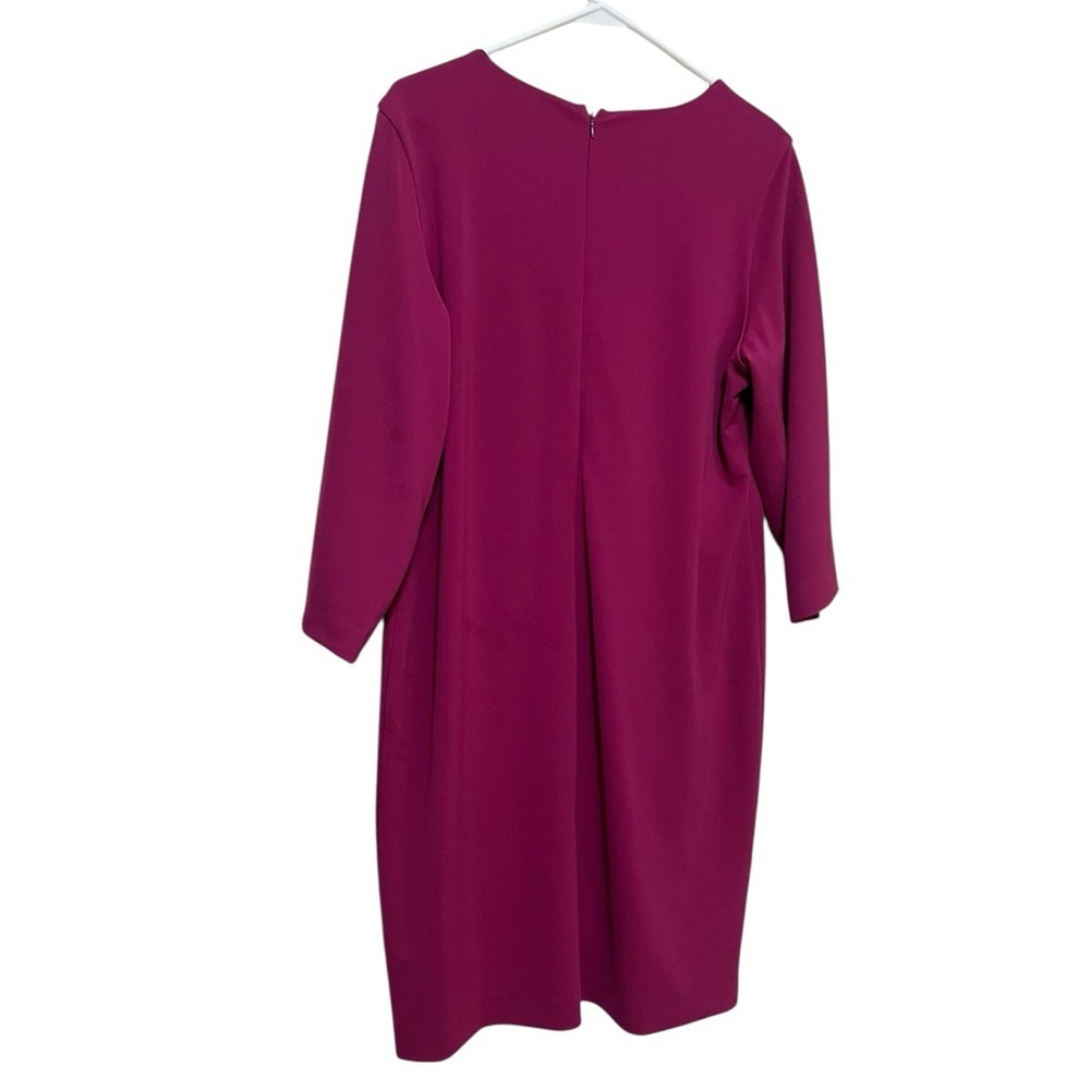 Chicos magenta v-neck 3/4 sleeve shift dress - Picture 3 of 12